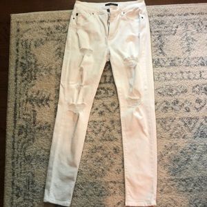 White jeans. Distressed